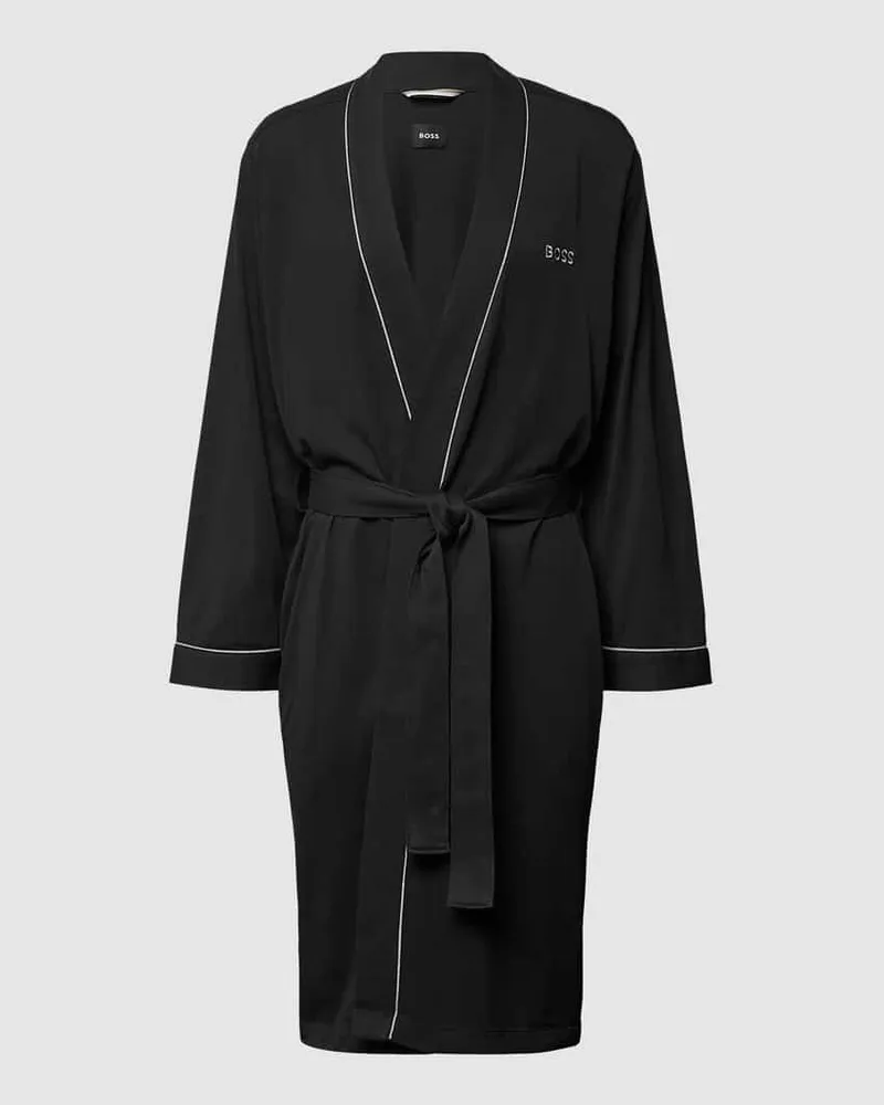 HUGO BOSS Bademantel mit Kontraststreifen Modell 'Kimono BM Black
