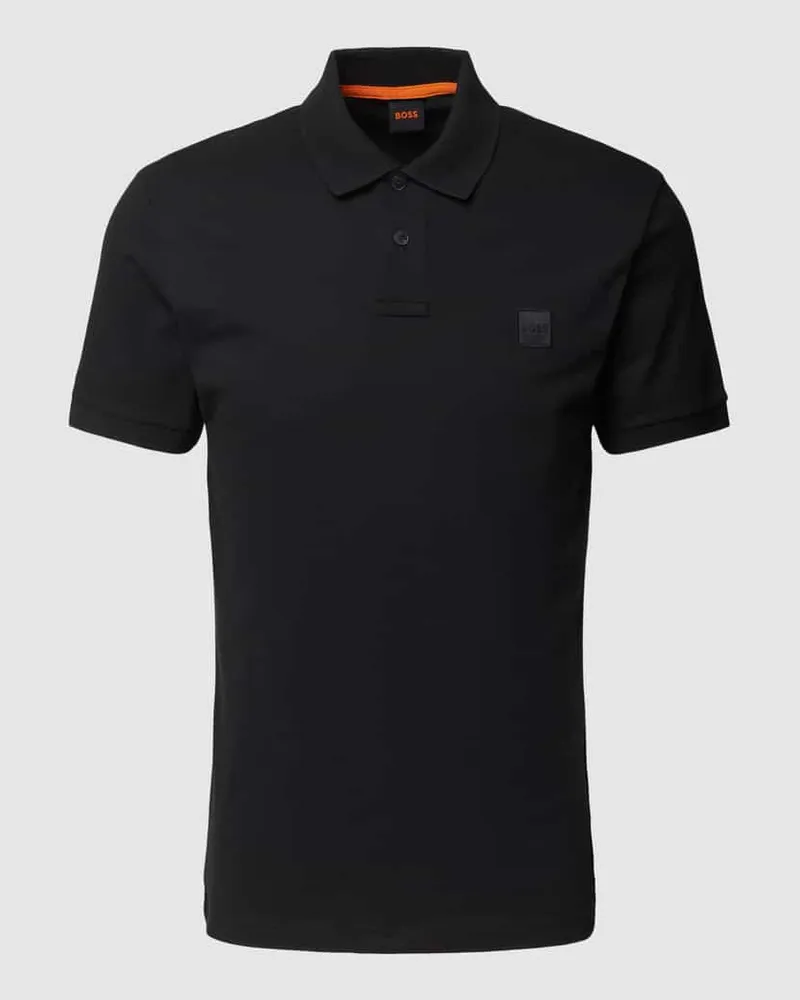 HUGO BOSS Slim Fit Poloshirt mit kurzer Knopfleiste Black