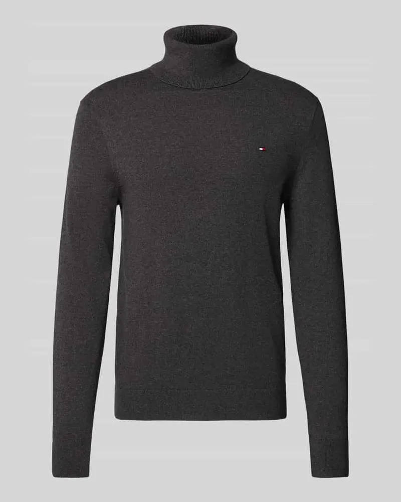 Tommy Hilfiger Regular Fit Rollkragenpullover aus Baumwoll-Kaschmir-Mix Anthrazit