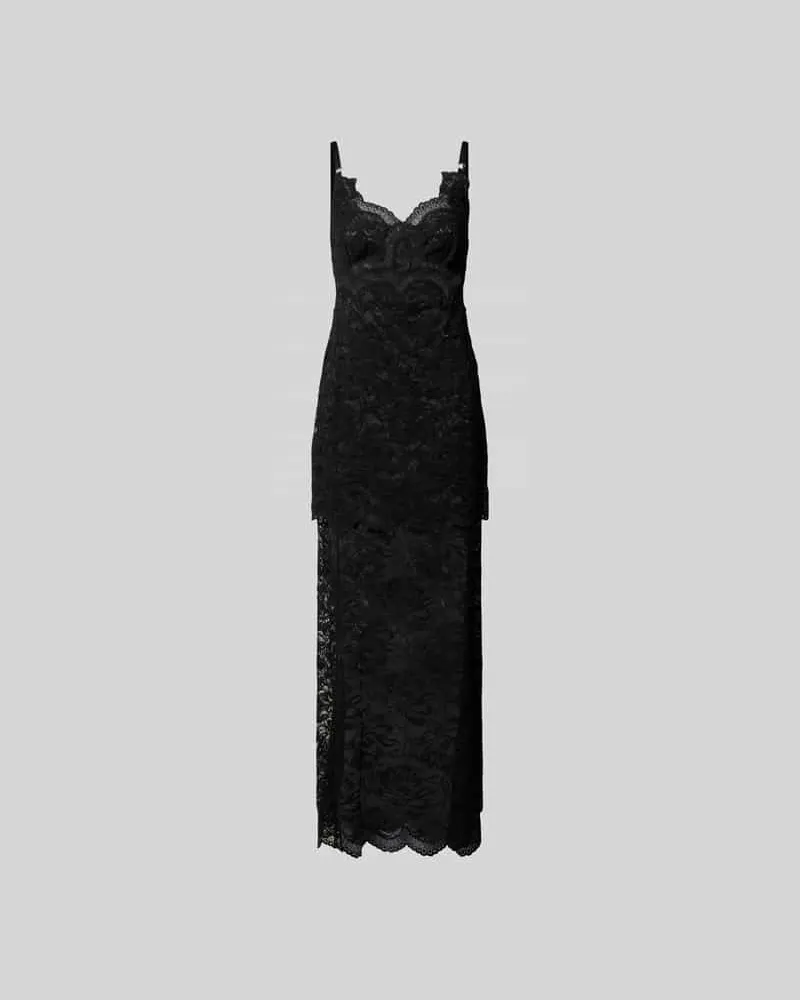 Paco Rabanne Midikleid mit Herz-Ausschnitt Black