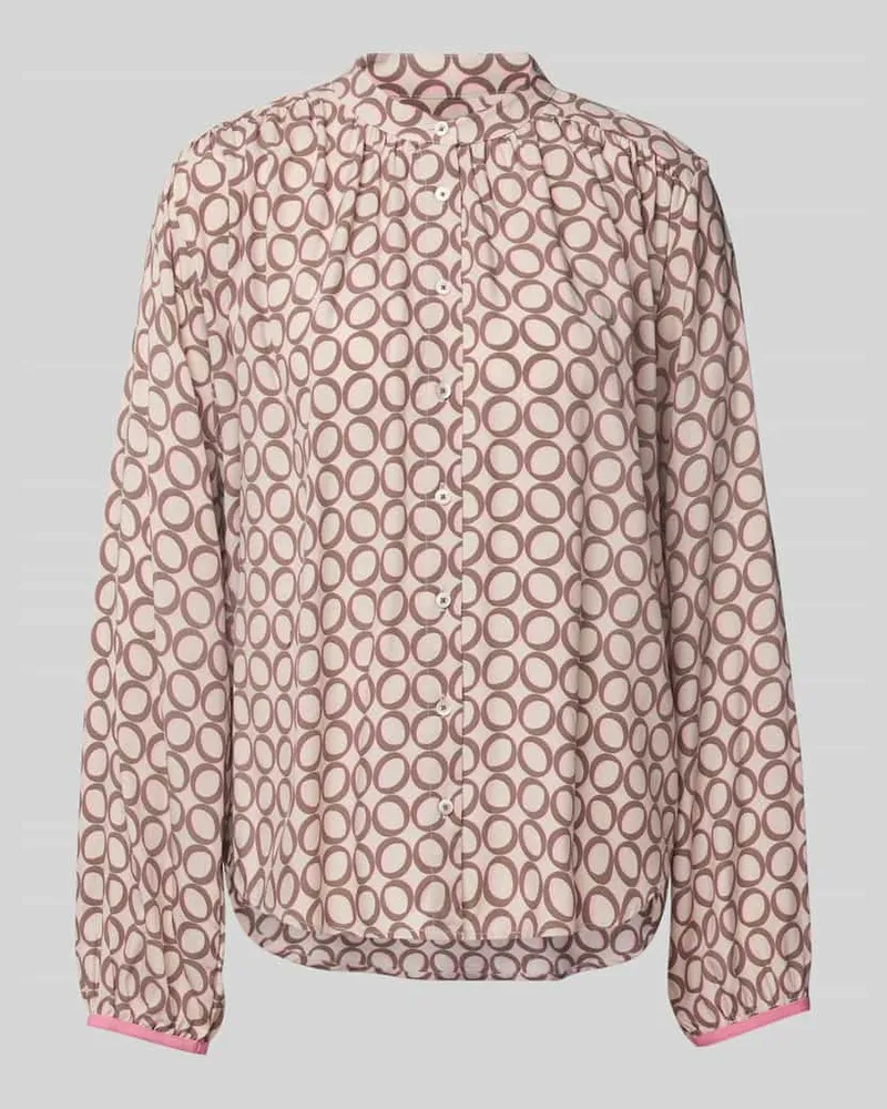 Emily van den Bergh Regular Fit Bluse aus Viskose im Allover-Look Taupe