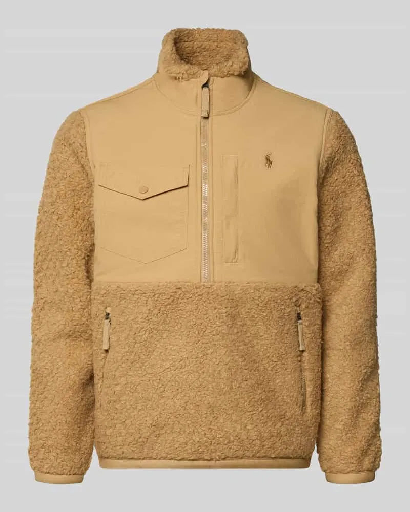 Ralph Lauren Regular Fit Troyer in Teddyfell-Optik Camel