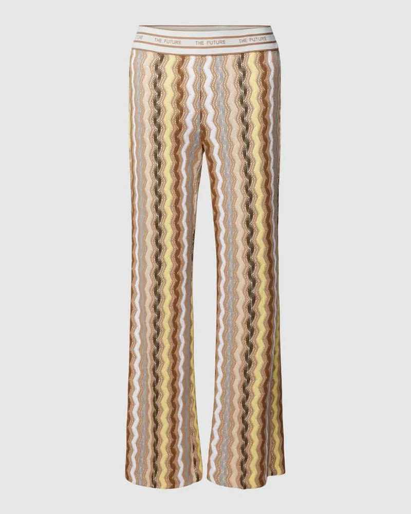 Cambio Flared Cut Stoffhose mit Allover-Muster Modell 'FAITH Beige
