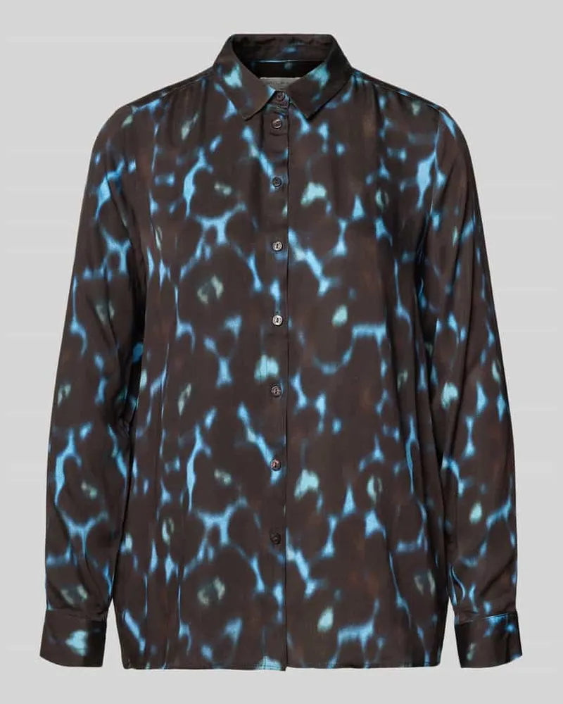 Milano Italy Regular Fit Bluse aus Viskose mit Knopfleiste Schoko