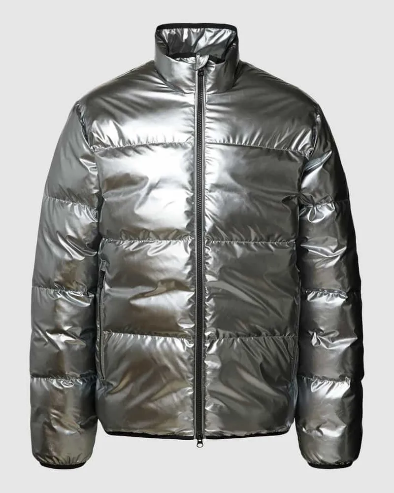 EA7 Steppjacke mit Stehkragen Silber