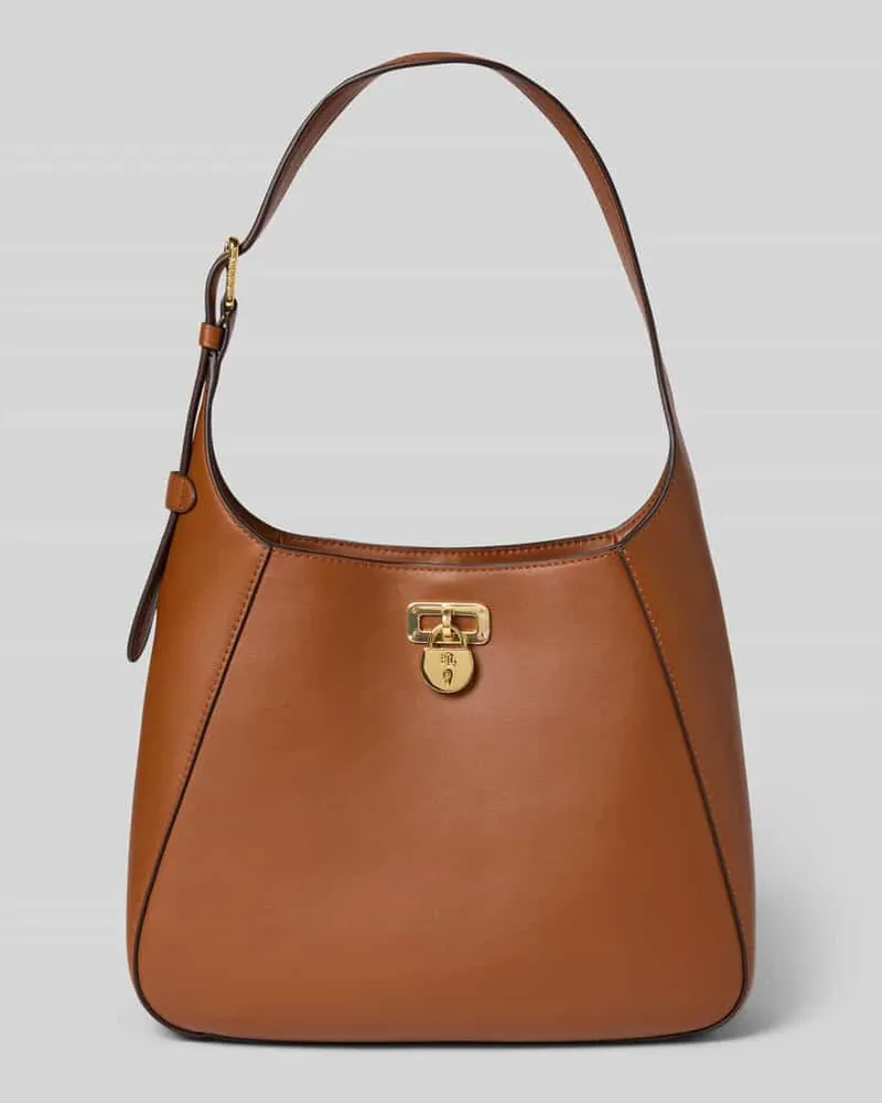 Ralph Lauren Lederhandtasche mit Label-Applikation Modell 'TANNER Cognac