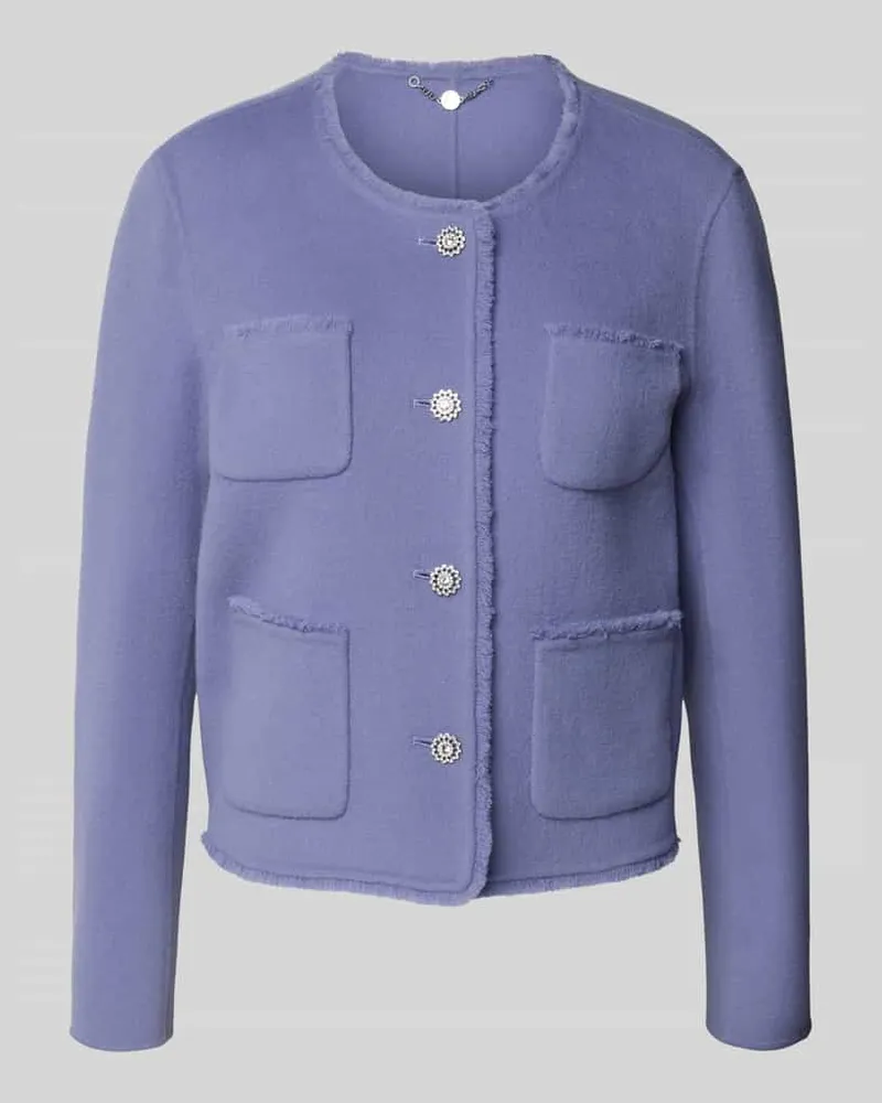 Marc Cain Regular Fit Jacke aus reiner Baumwolle mit Rundhalsausschnitt Lavender