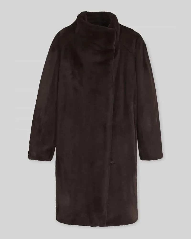 HUGO BOSS Webpelzmantel mit hohem Kragen Modell 'Citeddy2 Mittelbraun