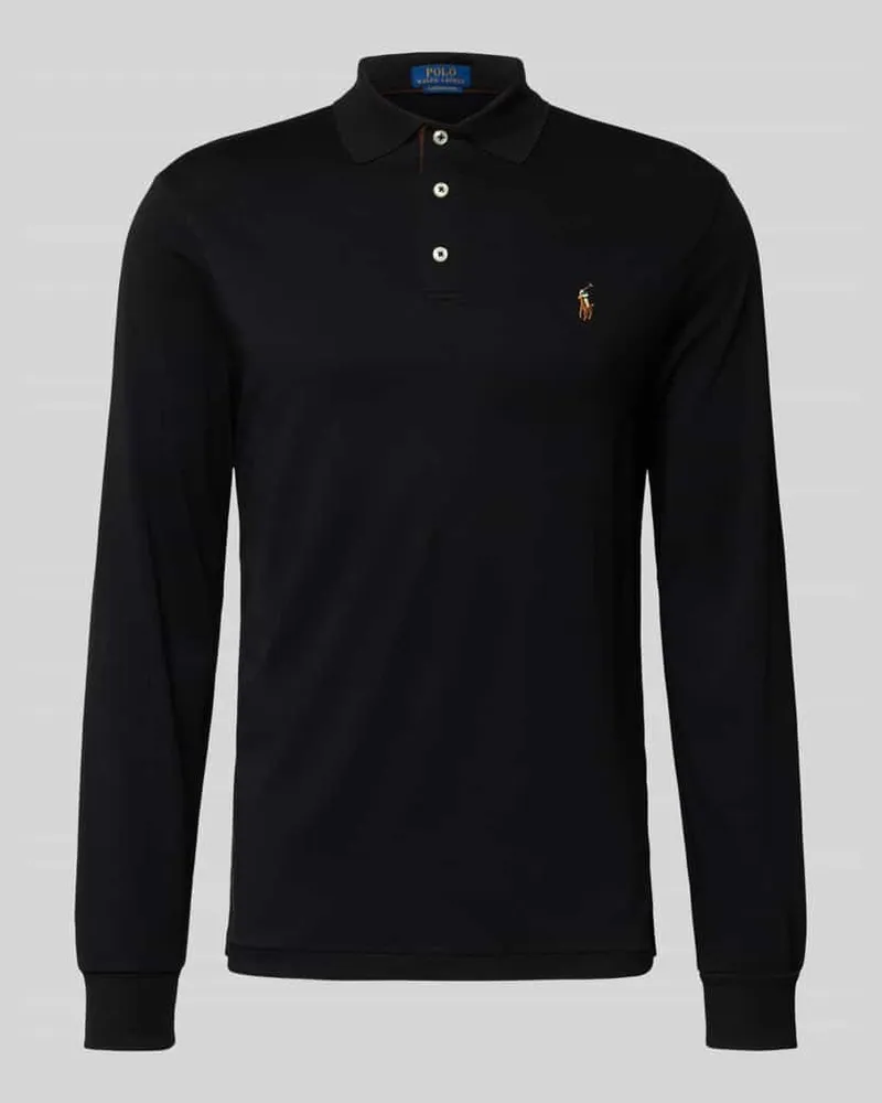 Ralph Lauren Slim Fit Poloshirt in Logo-Stitching Black
