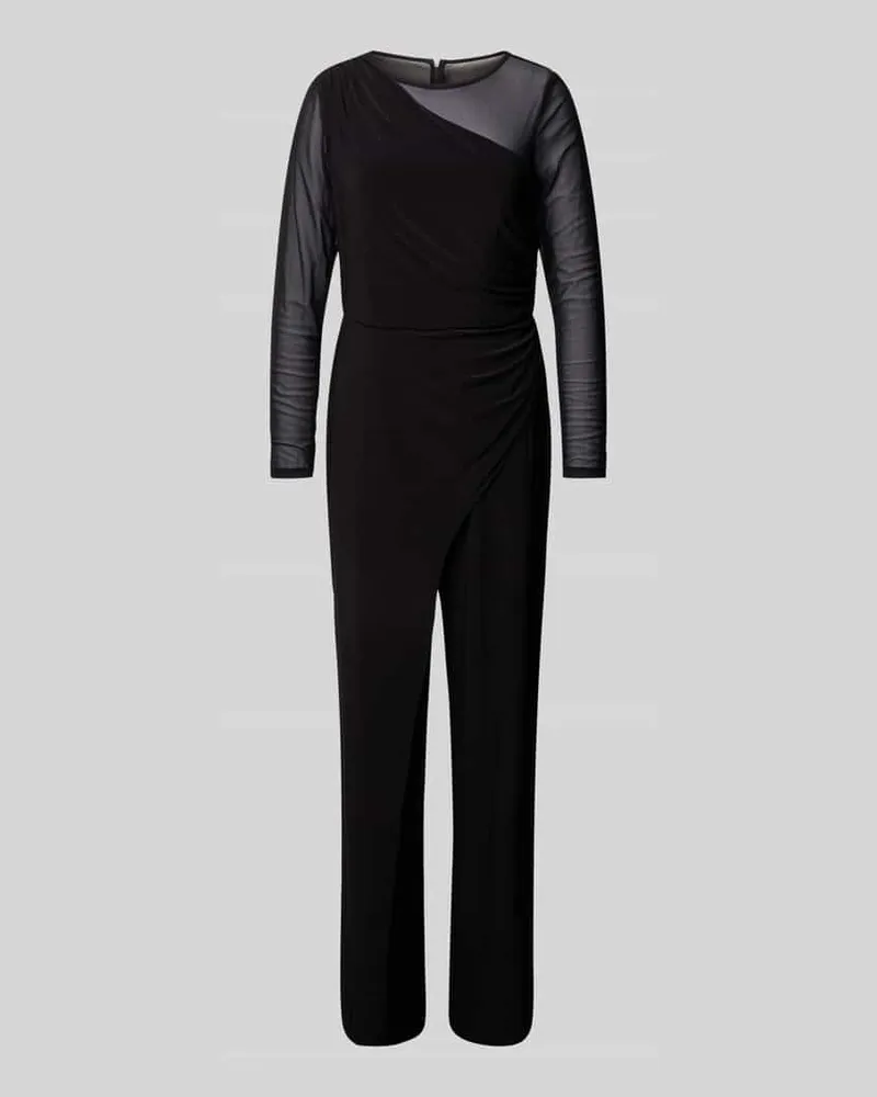 Adrianna Papell Semitransparenter Jumpsuit mit Rundhalsausschnitt Black