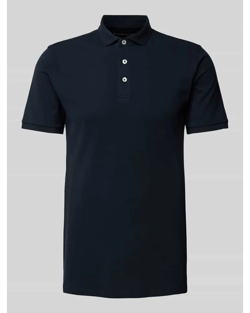 Bruun & Stengade Poloshirt mit kurzer Knopfleiste Modell 'MONIR Dunkelblau