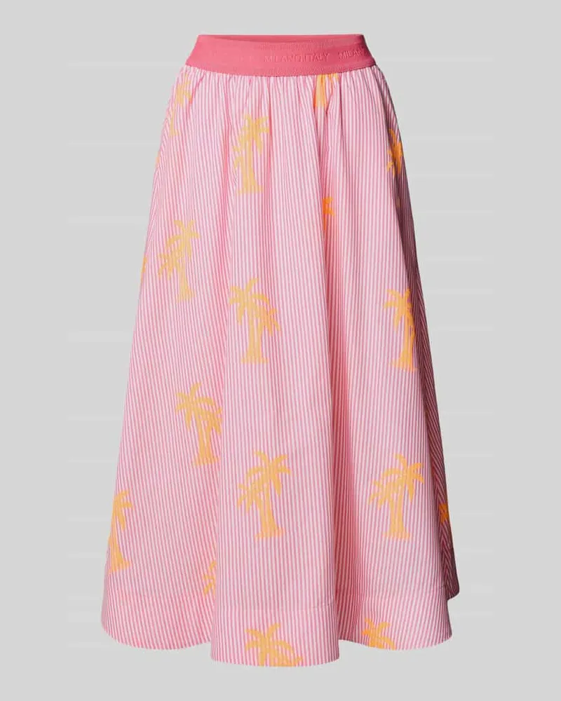 Milano Italy Midirock mit floralem Allover-Print Pink