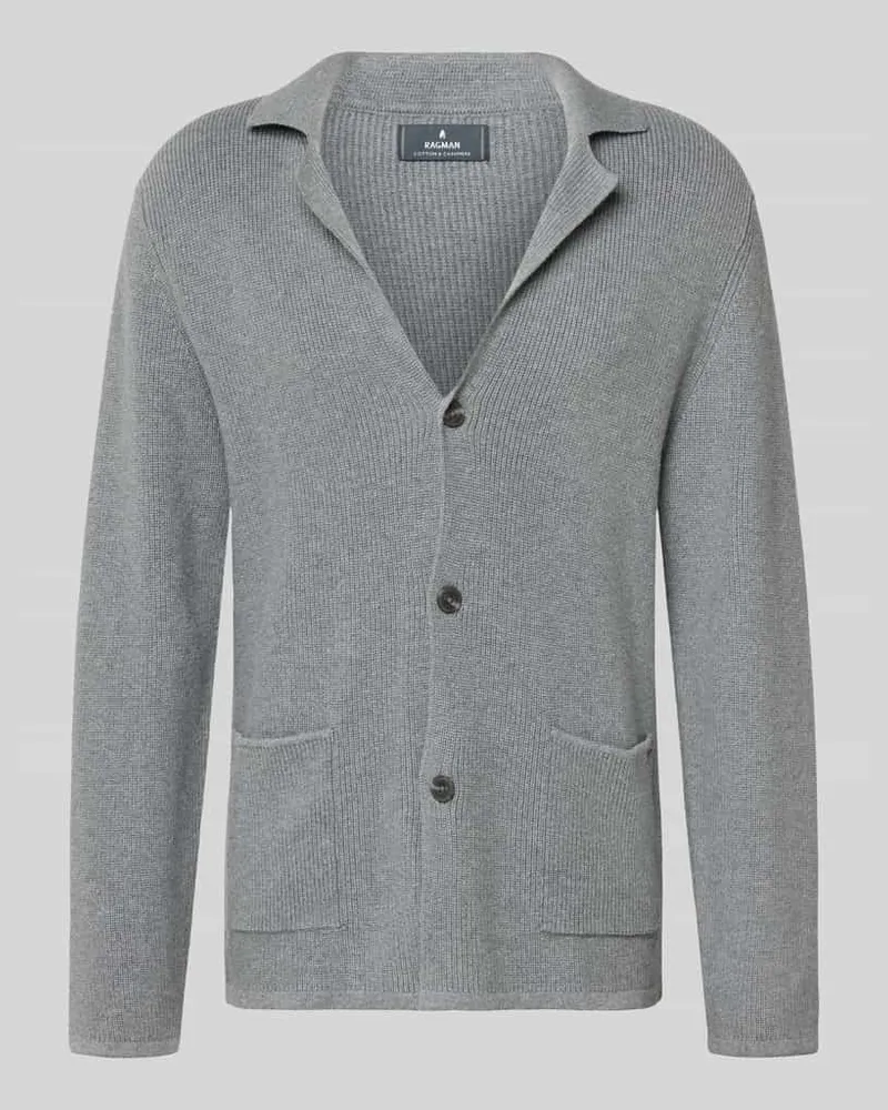 Ragman Strickjacke mit Knopfleiste Hellgrau