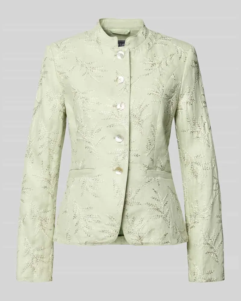 White Label Slim Fit Blazer mit Stitchings und Stehkragen Gruen