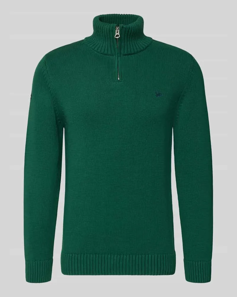 Superdry. Slim Fit Pullover in Strick-Optik Dunkelgruen