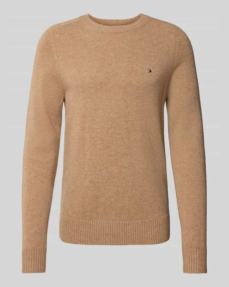 Tommy Hilfiger Regular Fit Strickpullover aus feinster Wolle Camel