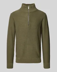 Selected Homme Strickpullover mit gerippten Abschlüssen Modell 'AXEL Oliv