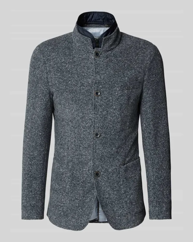 Roy Robson Slim Fit Sakko mit Stehkragen und Brusttasche Blau