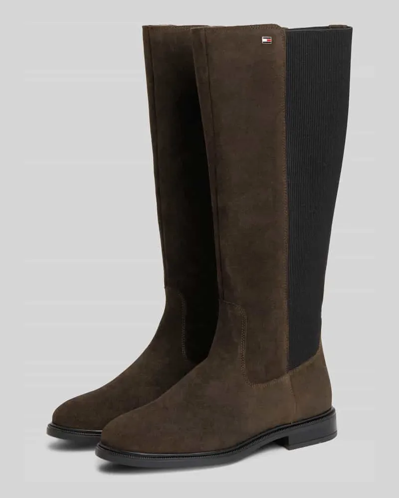 Tommy Hilfiger Stiefel aus echtem Leder mit Logo-Stitching Dunkelbraun