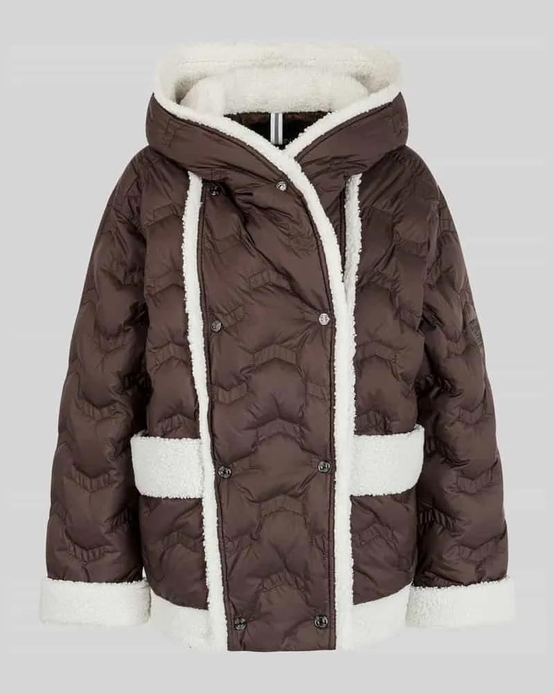Marc Cain Relaxed Fit Steppjacke mit Kapuze Modell 'SPORTS E Dunkelbraun