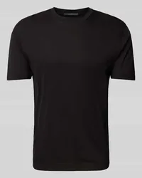 Drykorn T-Shirt mit geripptem Rundhalsausschnitt Modell 'GILBERD Black