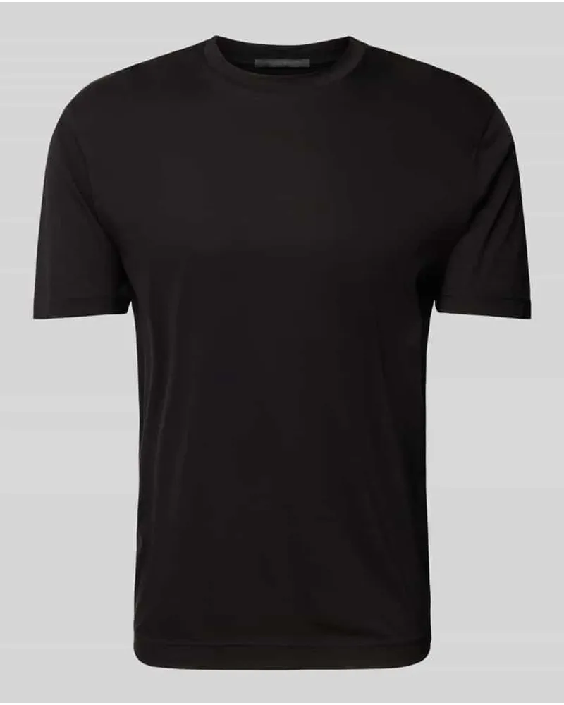 Drykorn T-Shirt mit geripptem Rundhalsausschnitt Modell 'GILBERD Black