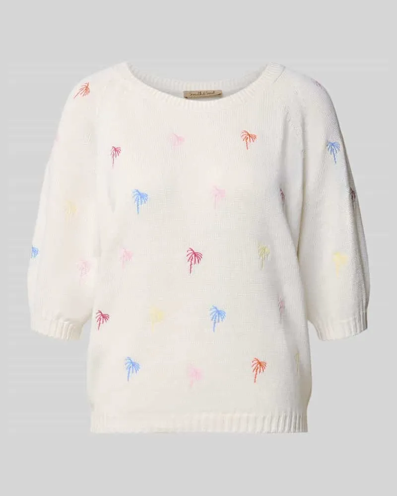 Smith & Soul Pullover mit Raglanärmeln und Motiv-Stitching Offwhite