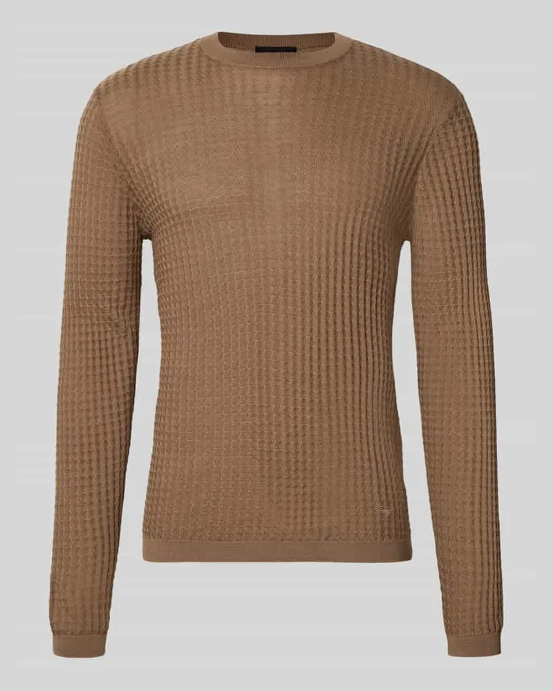 Emporio Armani Strickpullover mit Struktur-Muster Beige