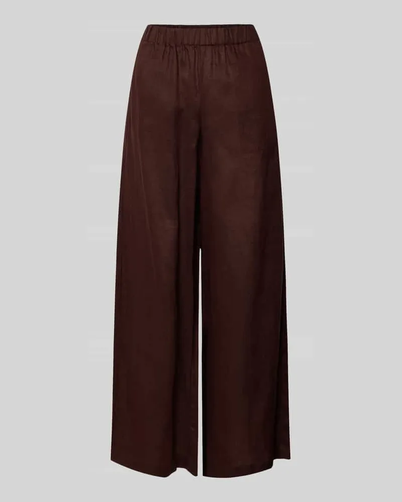 ECOALF Wide Leg Leinenhose mit elastischem Bund Modell 'MOSSI Mittelbraun