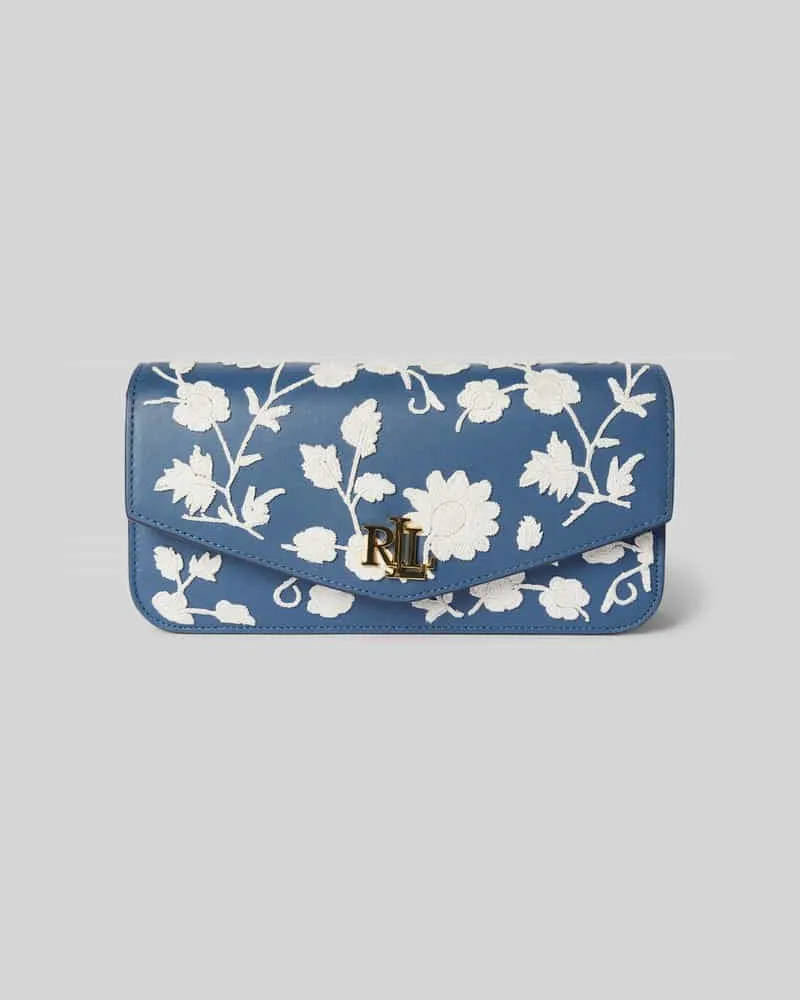 Ralph Lauren Clutch aus echtem Leder Rauchblau