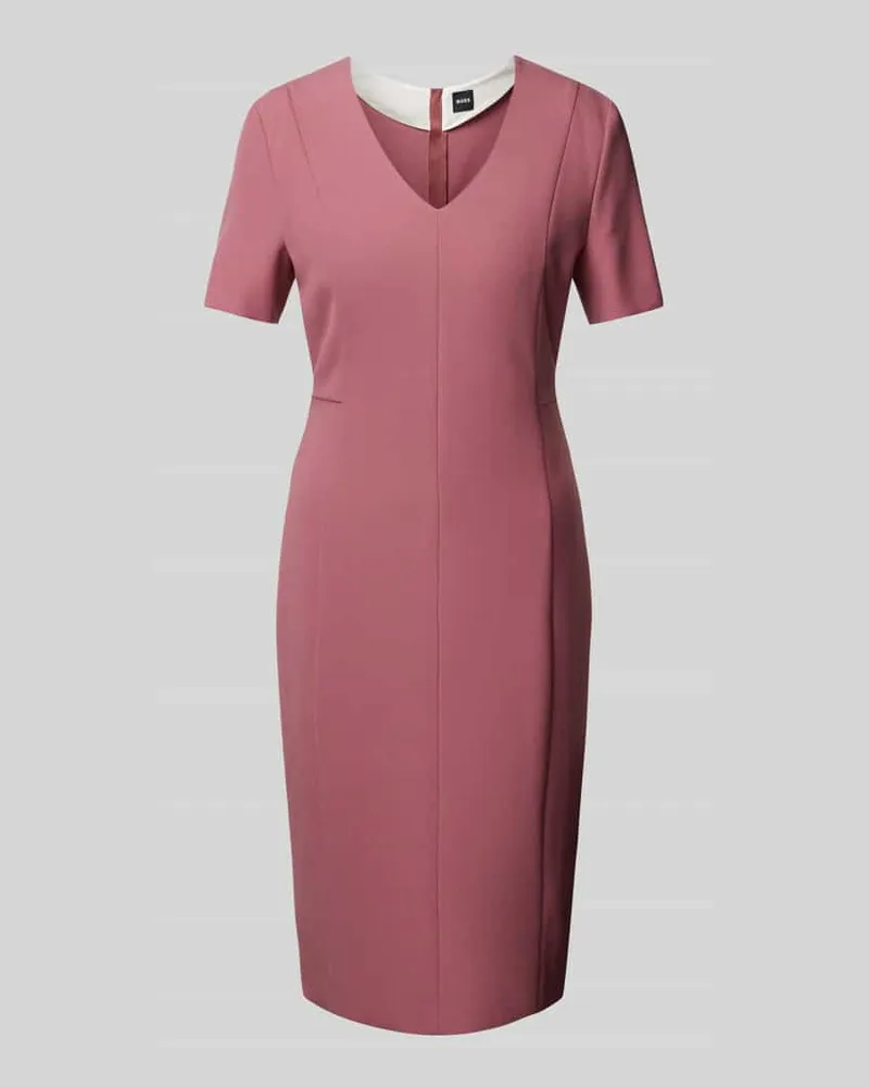 HUGO BOSS Knielanges Kleid mit V-Ausschnitt Modell 'Damaisa Altrosa