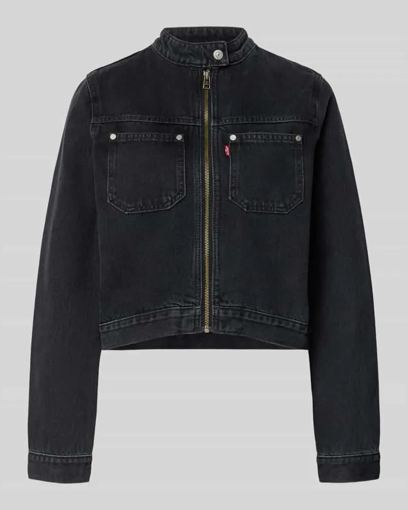 Levi's Cropped Jeansjacke mit Brusttaschen Modell 'MOTO TRUCKER Dunkelblau