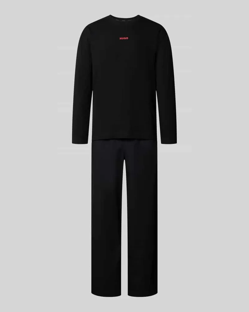 HUGO BOSS Regular Fit Pyjama aus reiner Baumwolle Modell 'IVARA SET Black