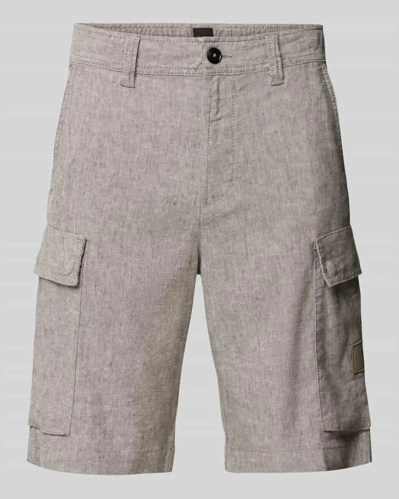 HUGO BOSS Relaxed Fit Cargoshorts aus Leinen-Mix Modell 'Sisla Beige