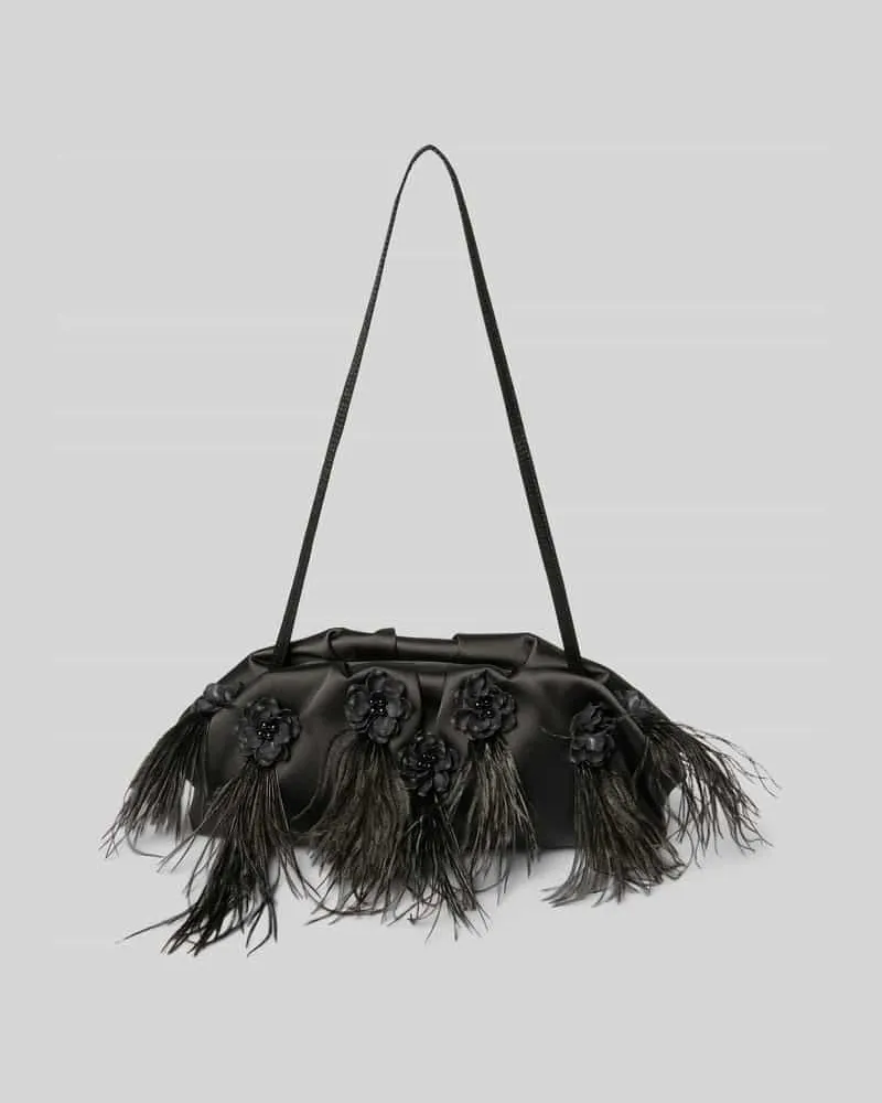 Marc Cain Umhängetasche mit Blumen-Details Black