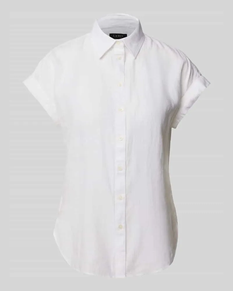 Ralph Lauren Regular Fit Leinenbluse mit Kappärmeln Modell 'BROONO Weiss