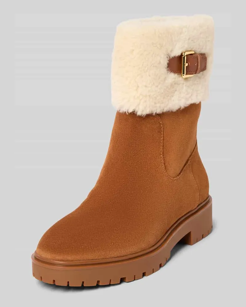 Ralph Lauren Lederboots mit Teddyfutter Modell 'ALLYSON Cognac