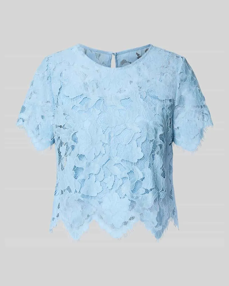 Vera Mont Blusenshirt aus Spitze mit Rundhalsausschnitt Hellblau