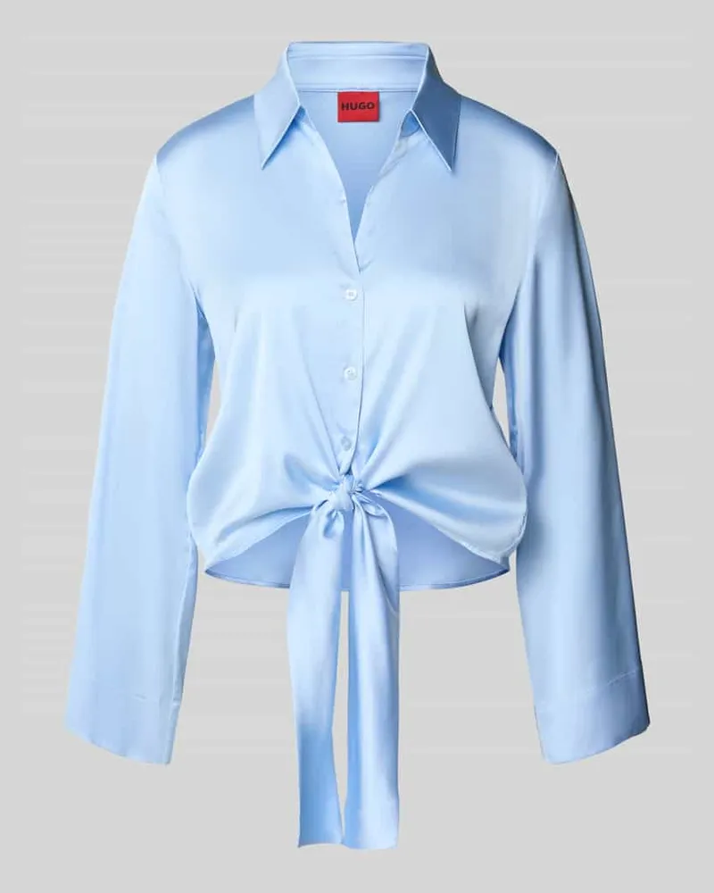 HUGO BOSS Regular Fit Langarmbluse mit Hemdblusenkragen Modell 'ERRIKA Hellblau