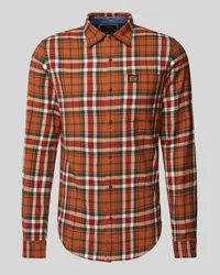 Superdry. Slim Fit Freizeithemd mit Label-Patch Modell 'Lumberjack Orange