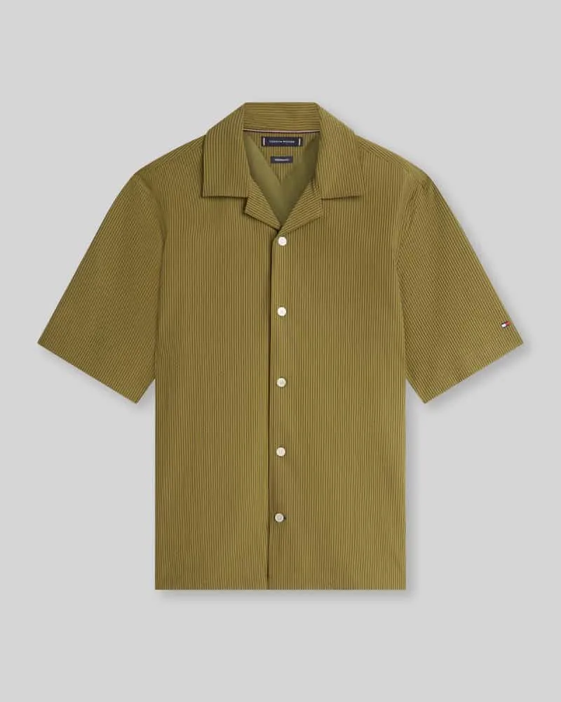 Tommy Hilfiger Relaxed Fit Freizeithemd aus Seersucker-Material Khaki
