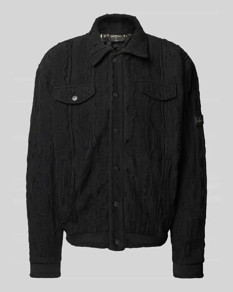 Carlo Colucci Regular Fit Blouson mit Label-Patch Black