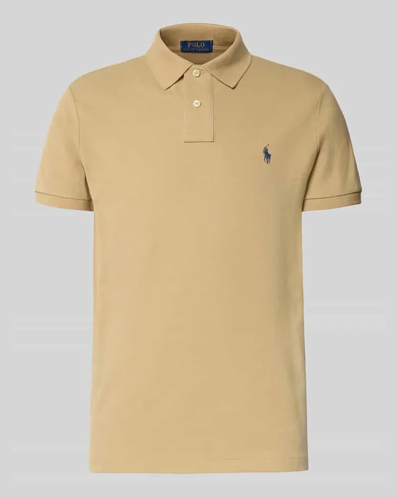 Ralph Lauren Custom Slim Fit Poloshirt mit Label-Stitching Beige