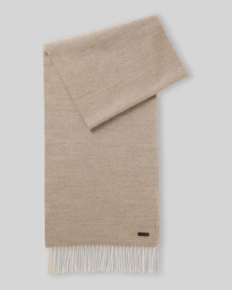 HUGO BOSS Schal aus Schurwolle mit Fransen Camel