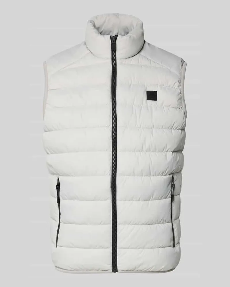 Marc O'Polo Regular Fit Steppweste mit Logo-Patch Hellgrau