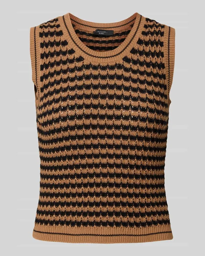 Max Mara Stricktop mit Rundhalsausschnitt Modell 'DISEGNO Mittelbraun