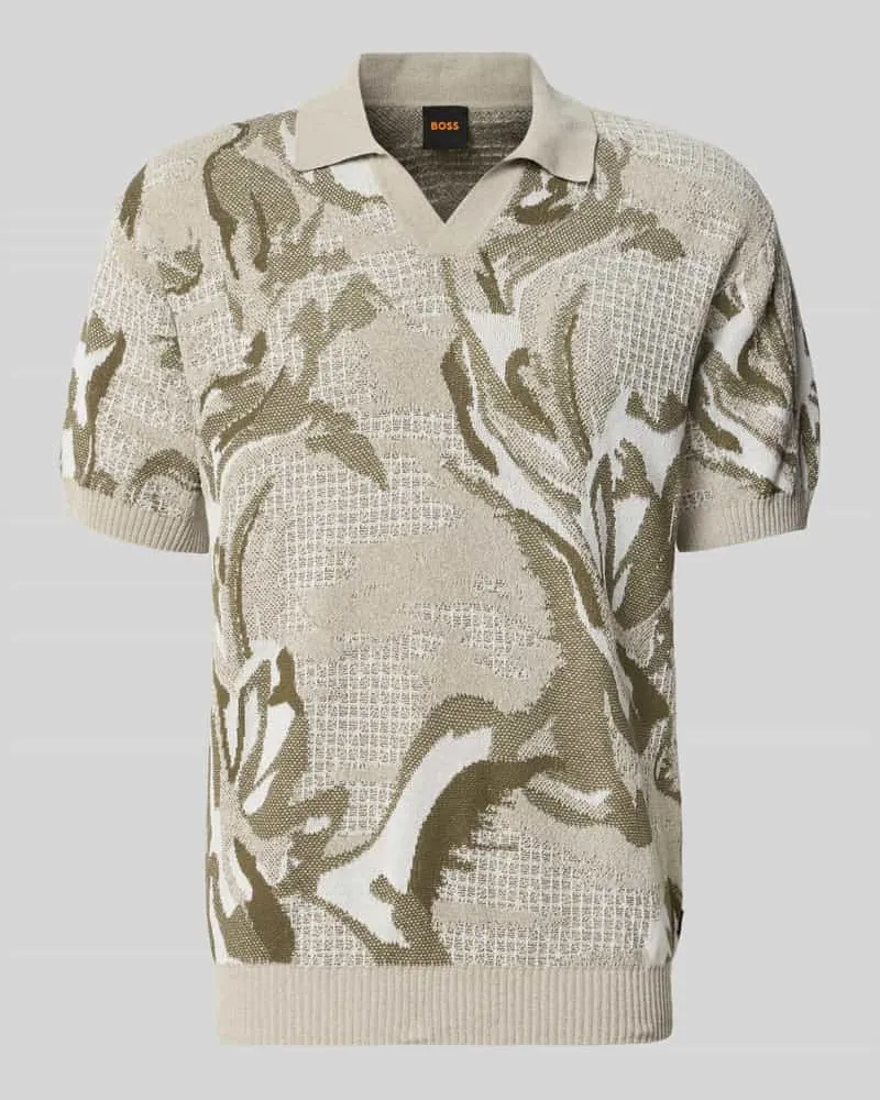 HUGO BOSS Regular Fit Pullover aus Baumwoll-Mix mit Polokragen Gruen