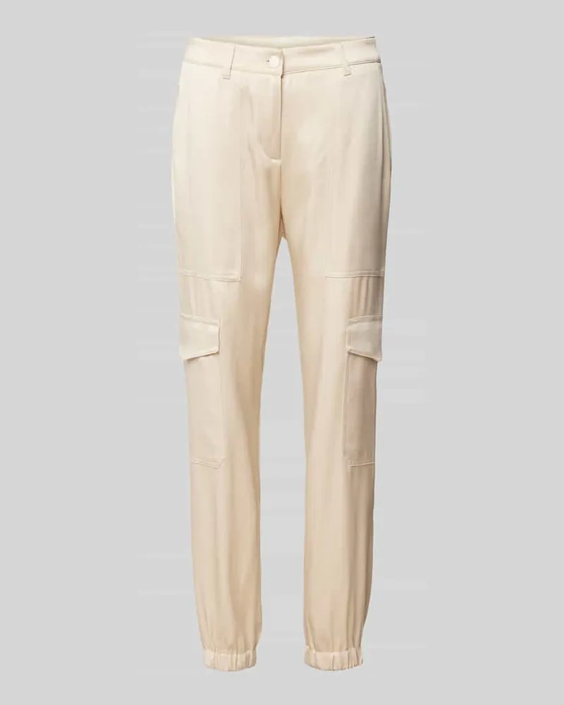 Cambio Slim Fit Cargohose mit Ziernähten Modell 'KARO Sand