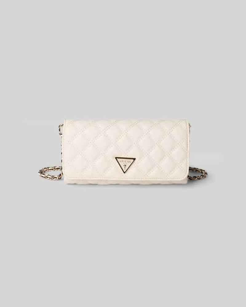 Guess Clutch mit Steppnähten und Label-Applikation Modell 'GIULLY II Ecru