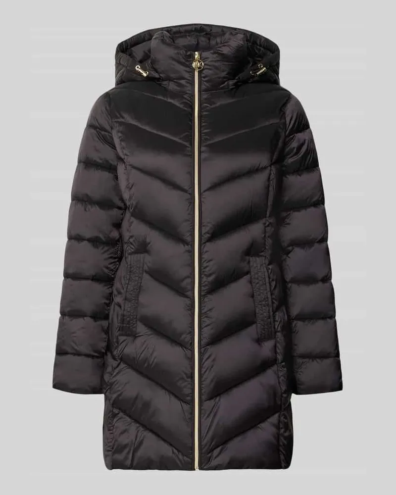 Michael Kors Steppmantel mit Kapuze und Reißverschlusstaschen Black
